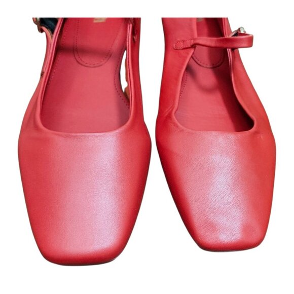 Zara Red Leather Ballet Flats Size EU 39/US 8.5 - Picture 5 of 12